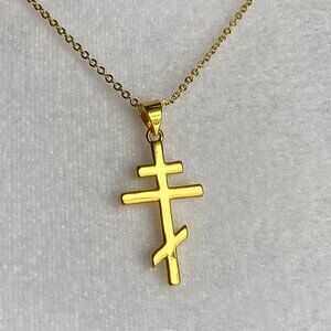 Heated Rivalry Roman Orthodox Cross Necklace 18K Gold Plated Ilya Rozanov Hockey